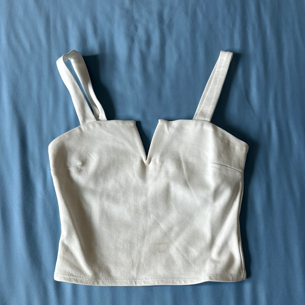 White Fitted Bustier Tank Top